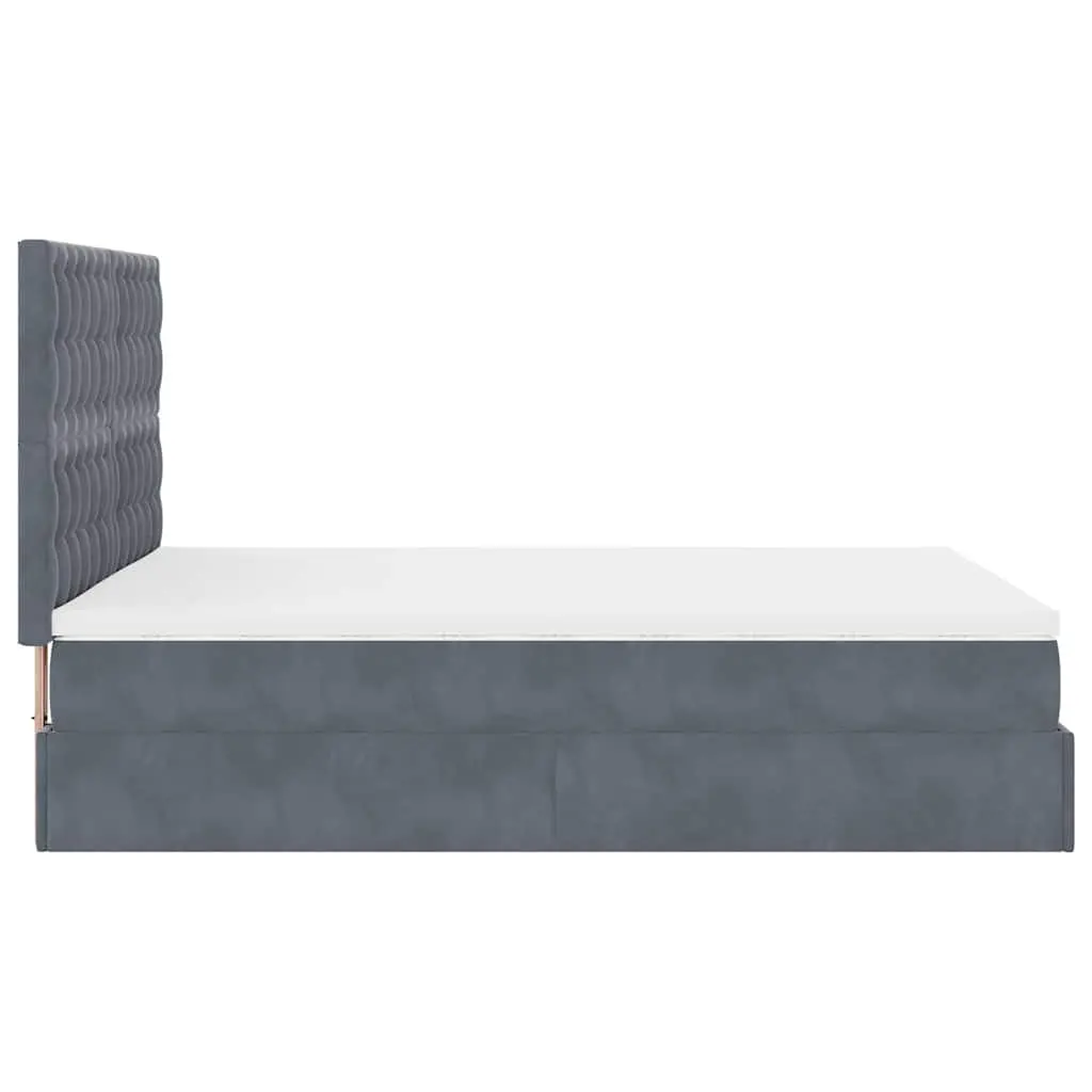 Ottoman Bed Queen Velvet Grey Pocket Spring Mattress Storage Lift