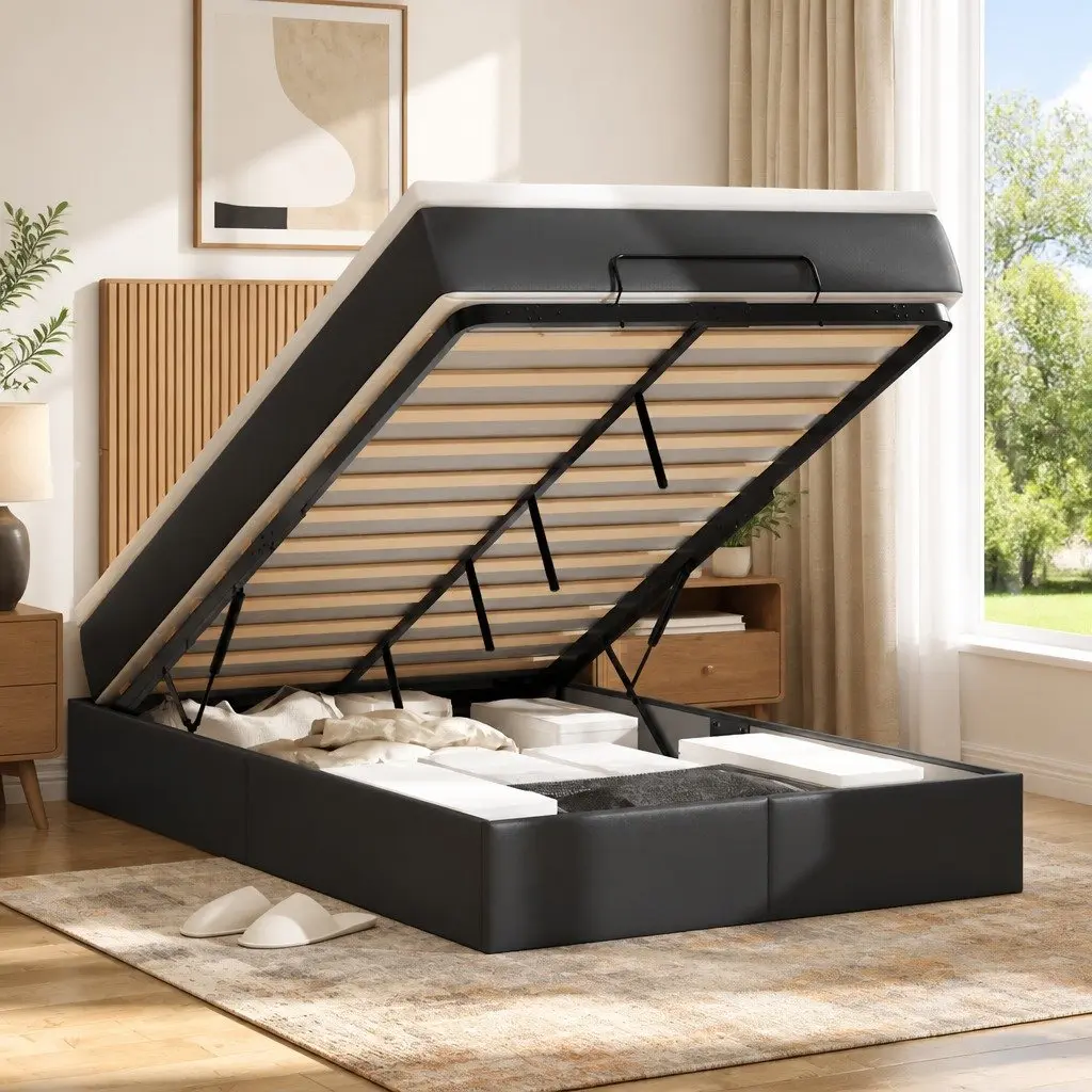 Ottoman Bed King Single with Storage and Lights