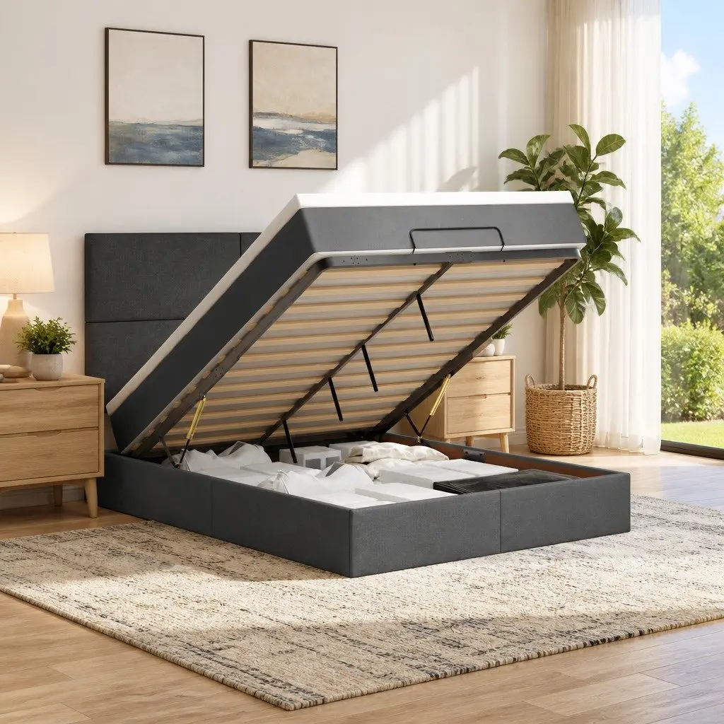 Ottoman Bed with LED Lighting and Storage