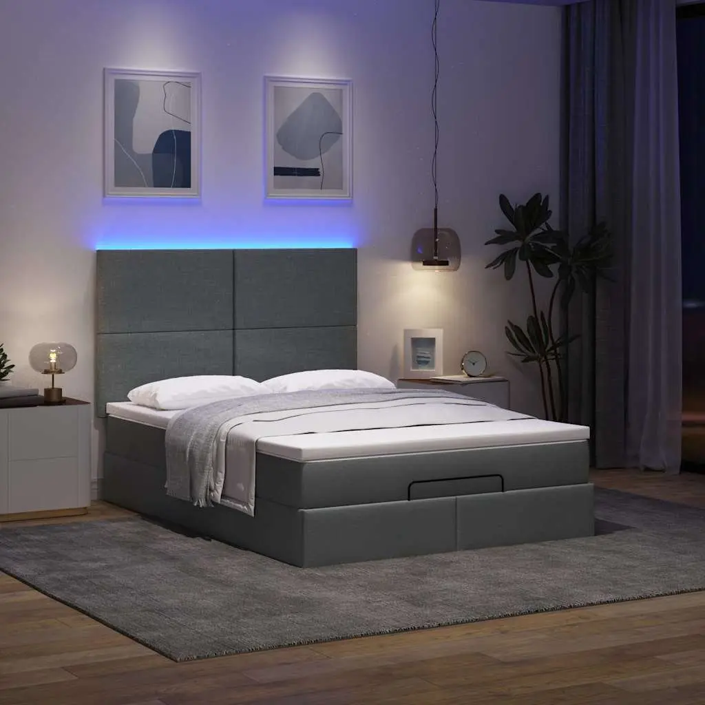 Ottoman Bed with LED Lighting and Storage