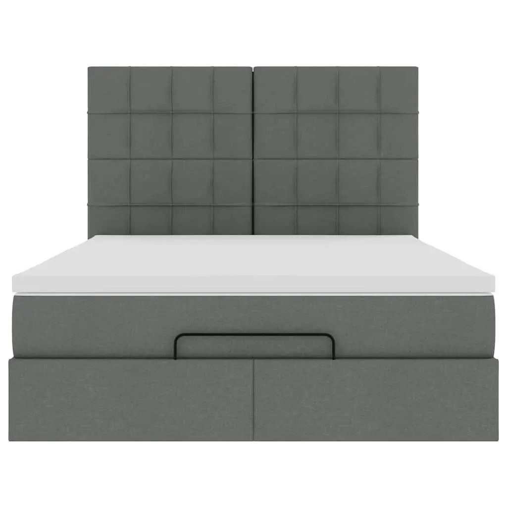 Ottoman Storage Bed Queen Pocket Spring Mattress Grey Upholstered Frame with LED Lights