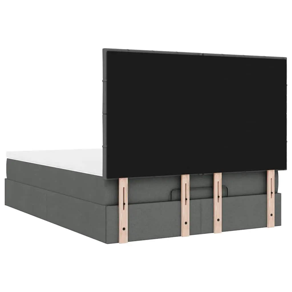 Ottoman Storage Bed Queen Pocket Spring Mattress Grey Upholstered Frame with LED Lights