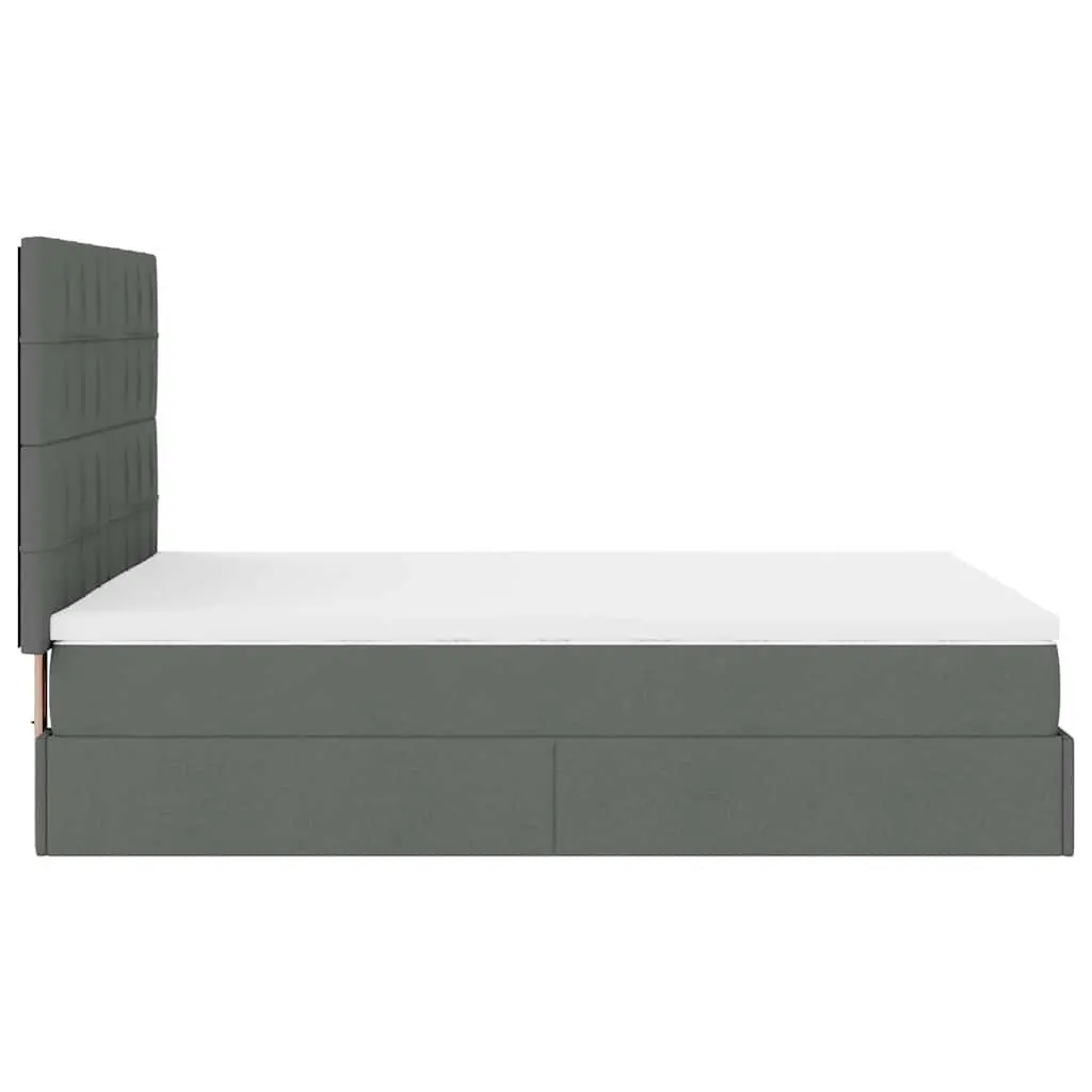 Ottoman Storage Bed Queen Pocket Spring Mattress Grey Upholstered Frame with LED Lights