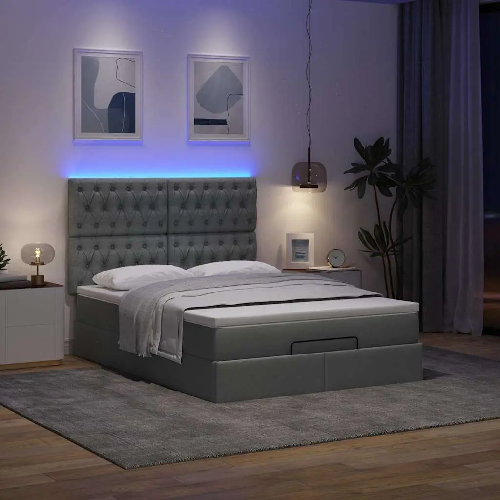 Ottoman Bed with Pocket Spring Mattress and Lights