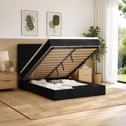 Comfortable Double Ottoman Bed with LED Lighting