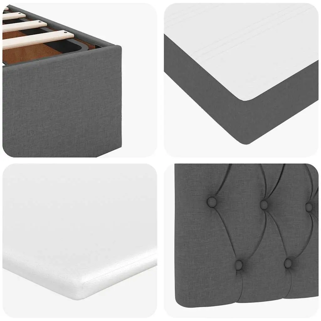 Ottoman Bed with Storage and LED Lights in Grey Fabric