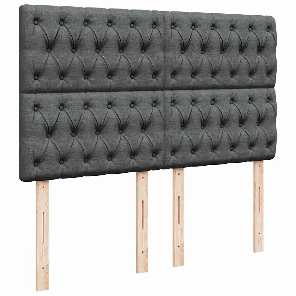 Ottoman Bed with Storage and LED Lights in Grey Fabric