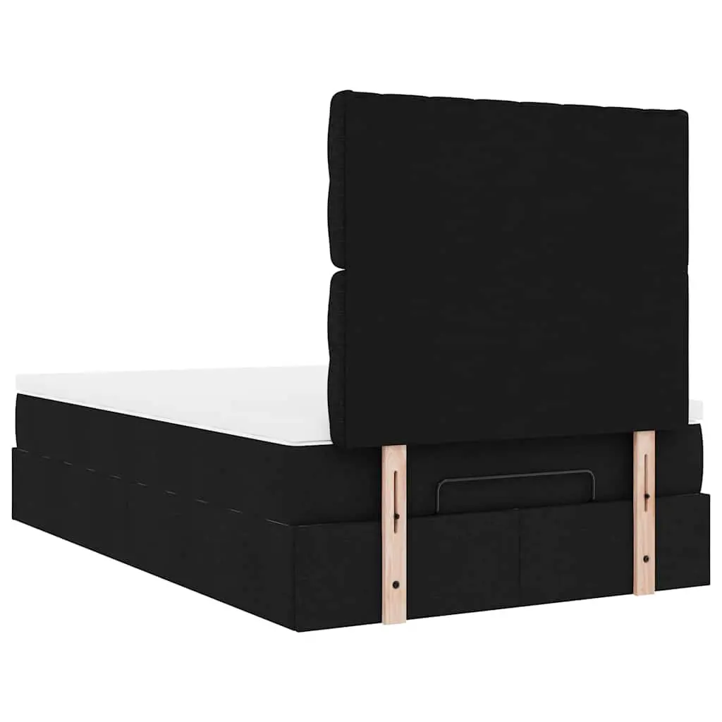 Ottoman Bed with Pocket Spring Mattress LED Lights Storage King Single Black