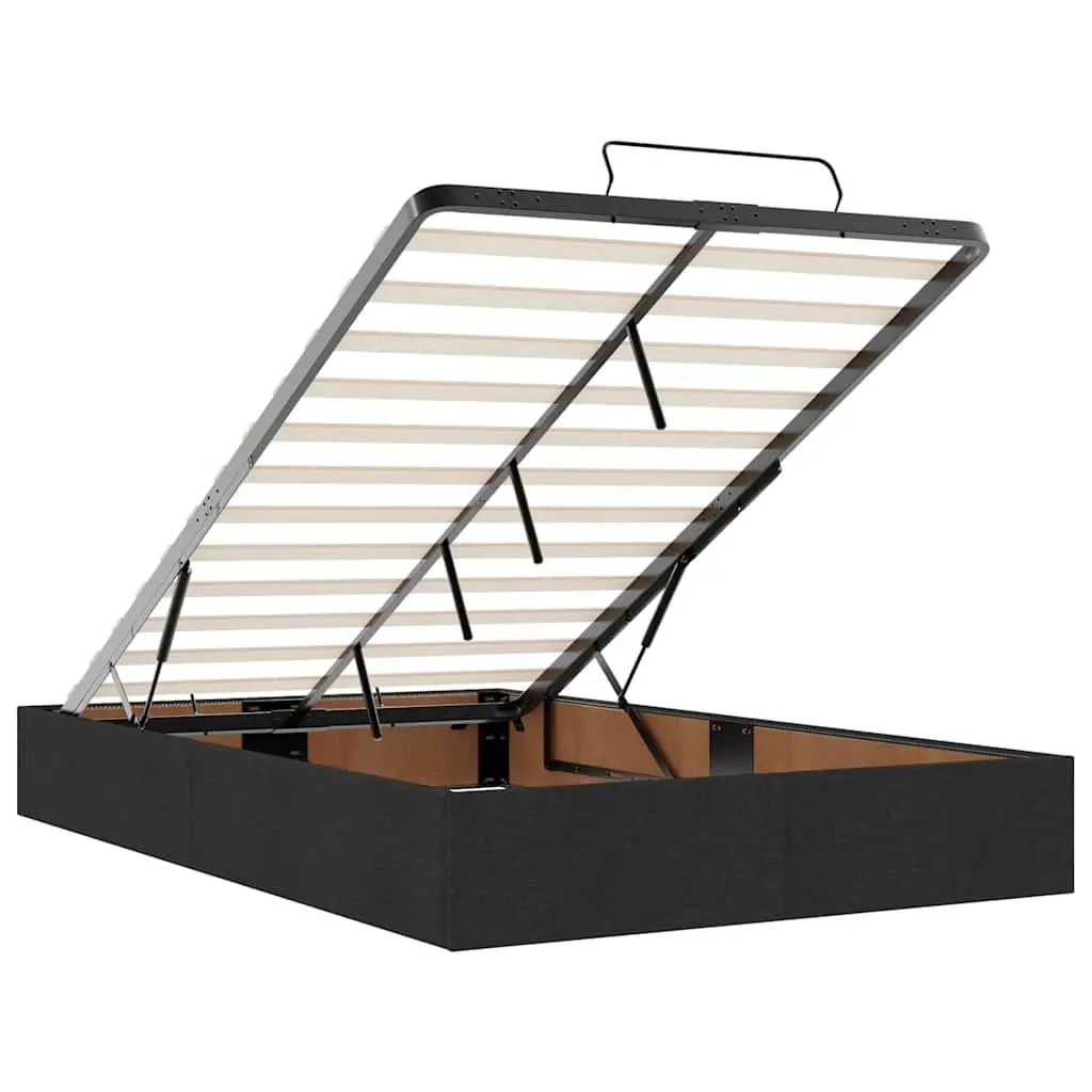 Ottoman Bed with Pocket Spring Mattress LED Lights Storage King Single Black