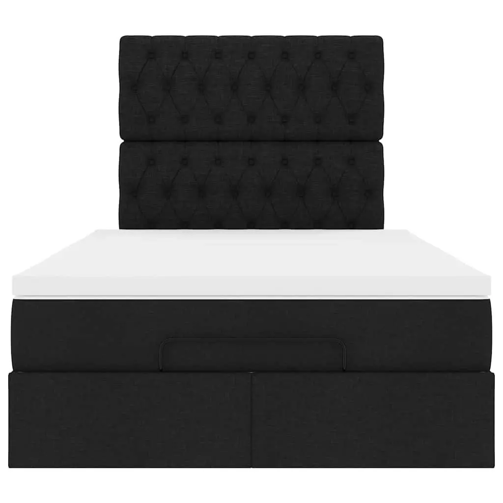 Ottoman Bed with Pocket Spring Mattress LED Lights Storage King Single Black