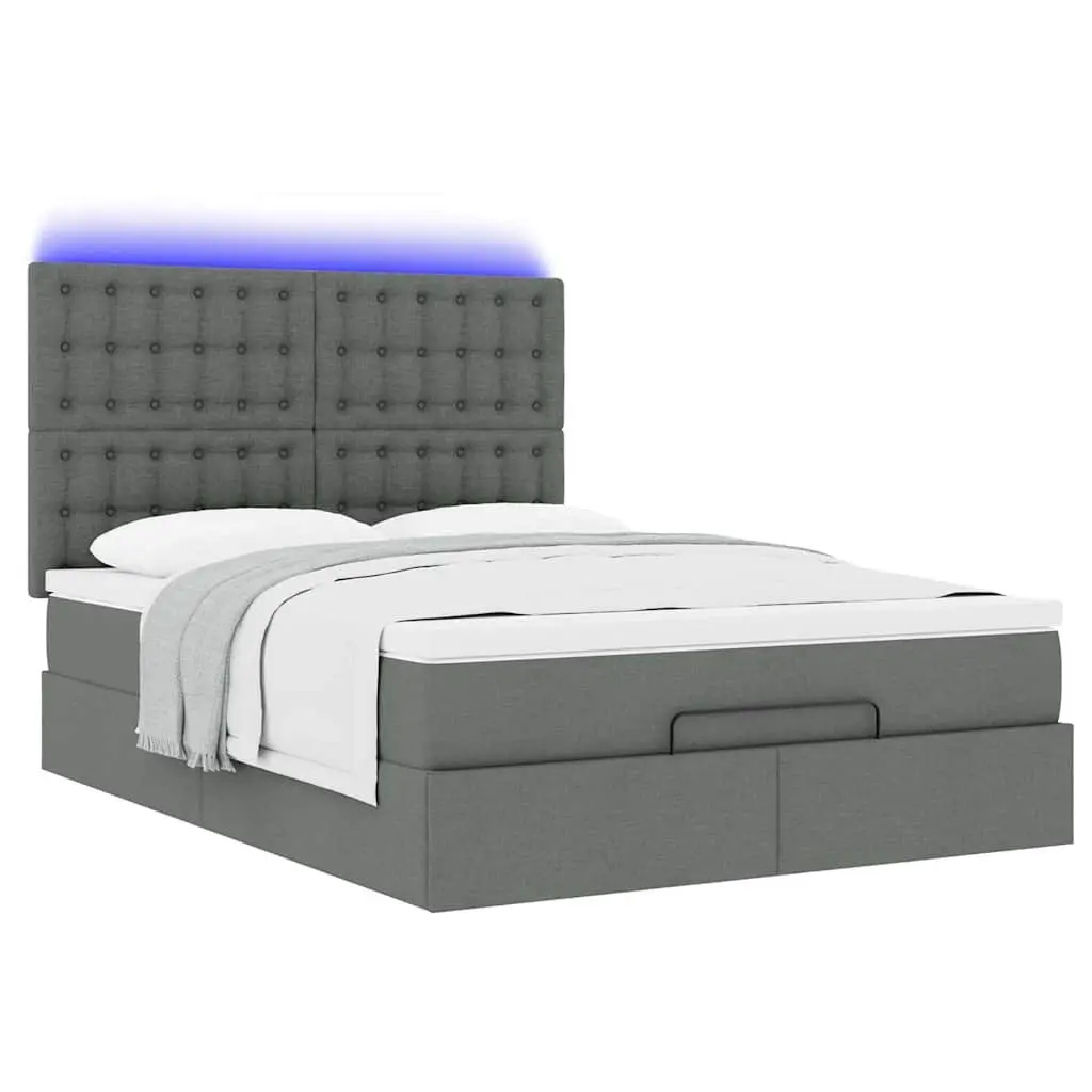 Double Grey Ottoman Bed with Storage and Supportive Mattress