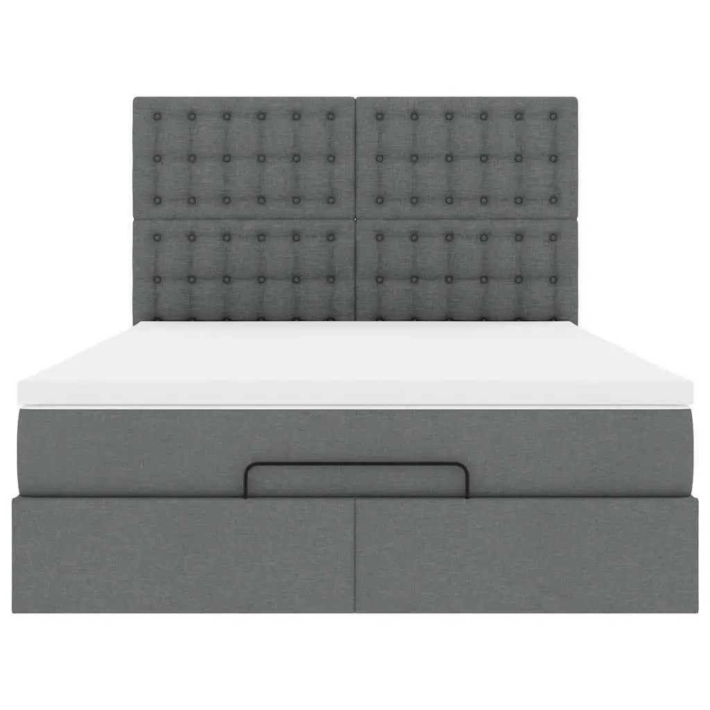 Double Grey Ottoman Bed with Storage and Supportive Mattress