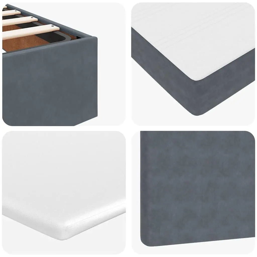 Double Ottoman Bed Storage Grey Velvet Pocket Spring Mattresses LED Lighting