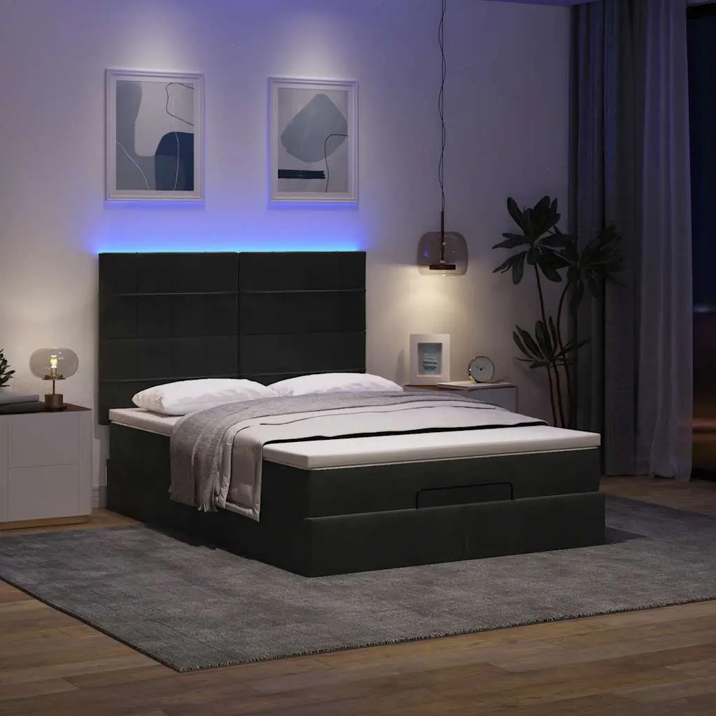 Queen Ottoman Bed with Pocket Spring Mattress & LED