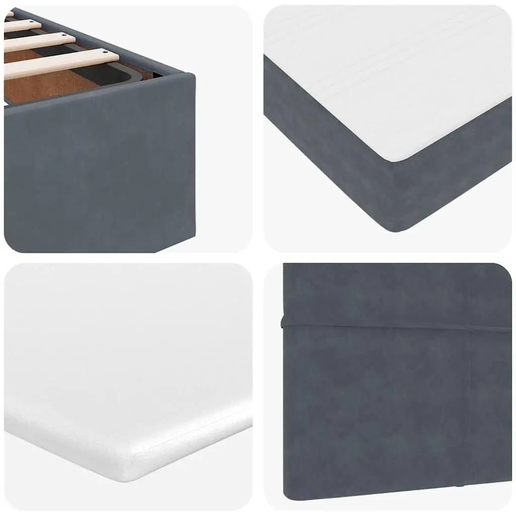 King Single Ottoman Bed Grey Velvet with Storage