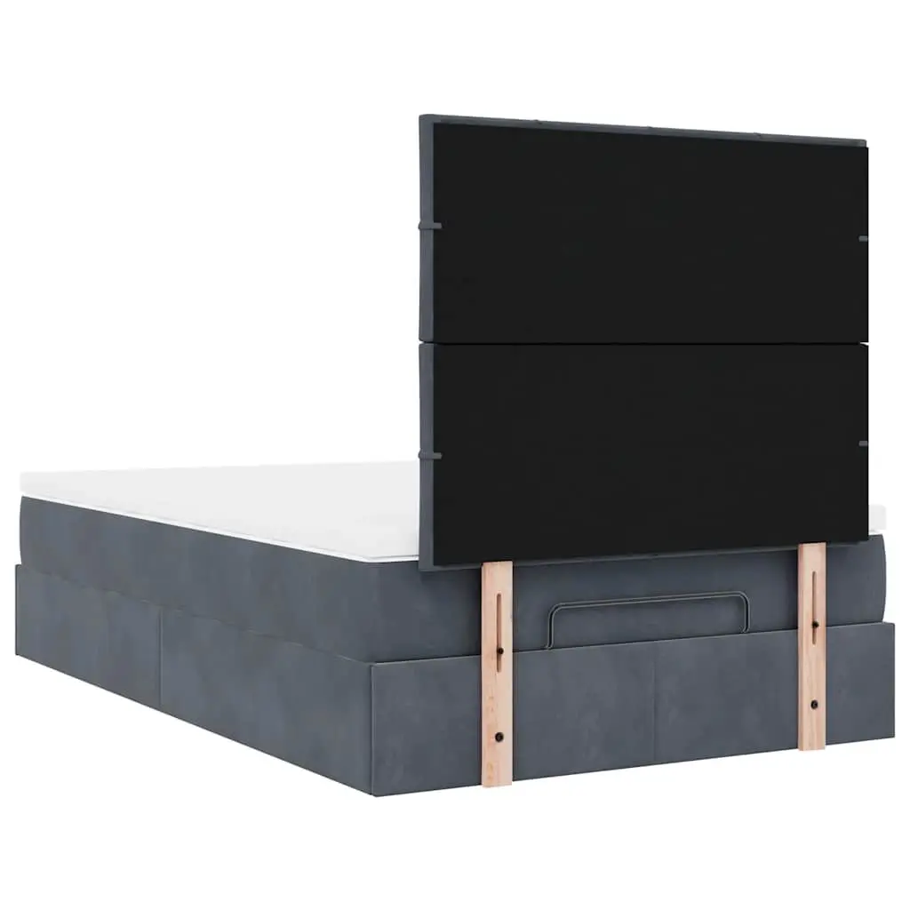 King Single Ottoman Bed Grey Velvet with Storage