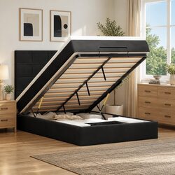 Comfortable and Versatile Black Velvet Ottoman Bed