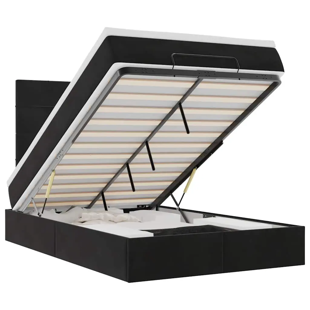 Black Velvet Ottoman Bed