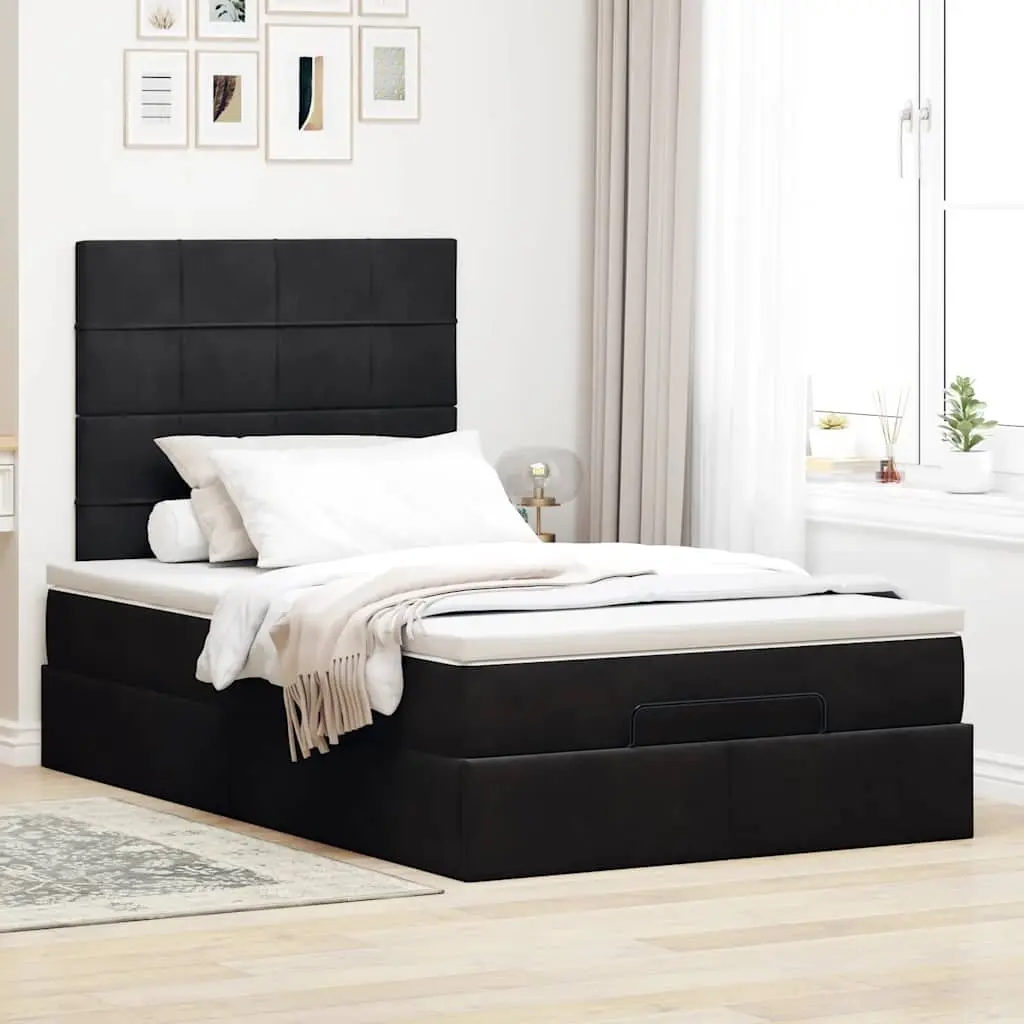 Black Velvet Ottoman Bed