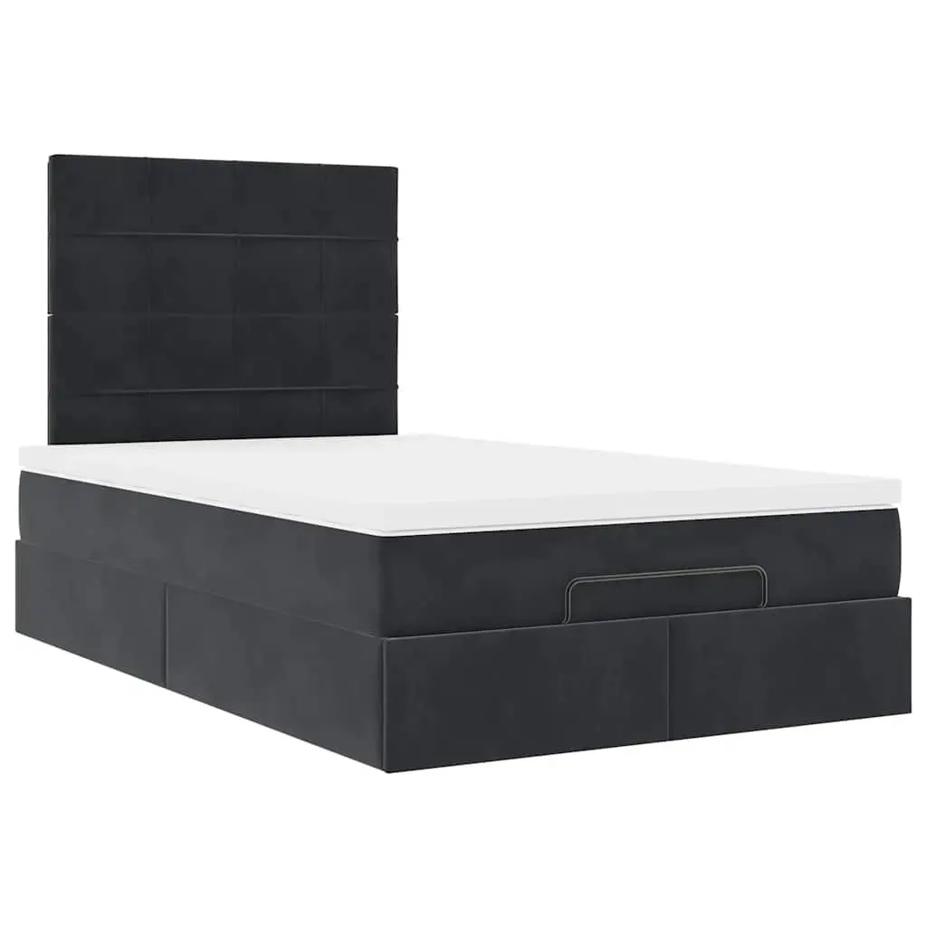 Black Velvet Ottoman Bed