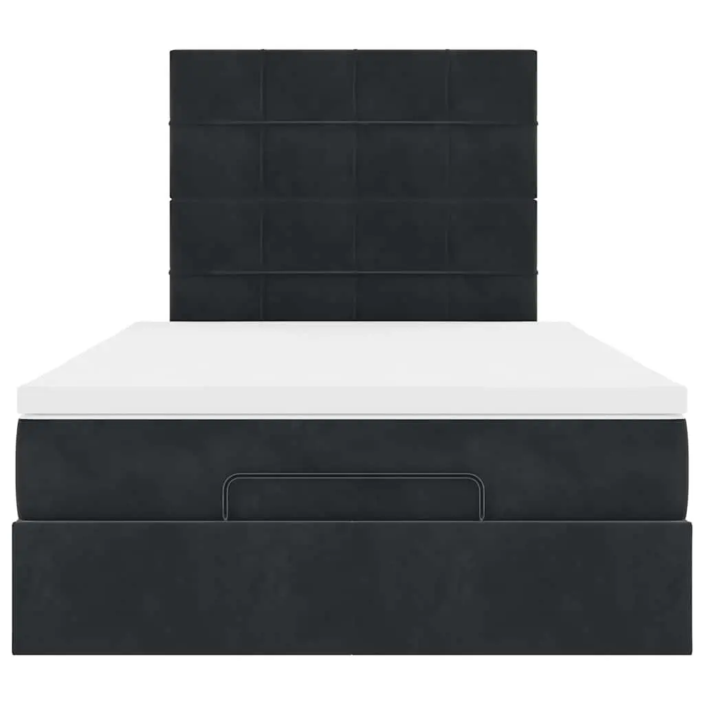 Black Velvet Ottoman Bed