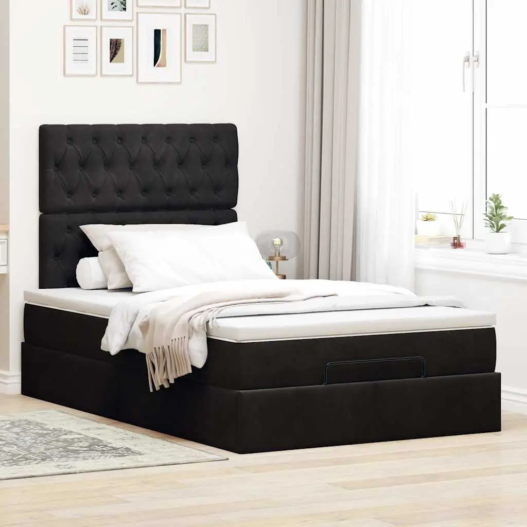 Ottoman Bed Pocket Spring Mattress King Single Black Velvet