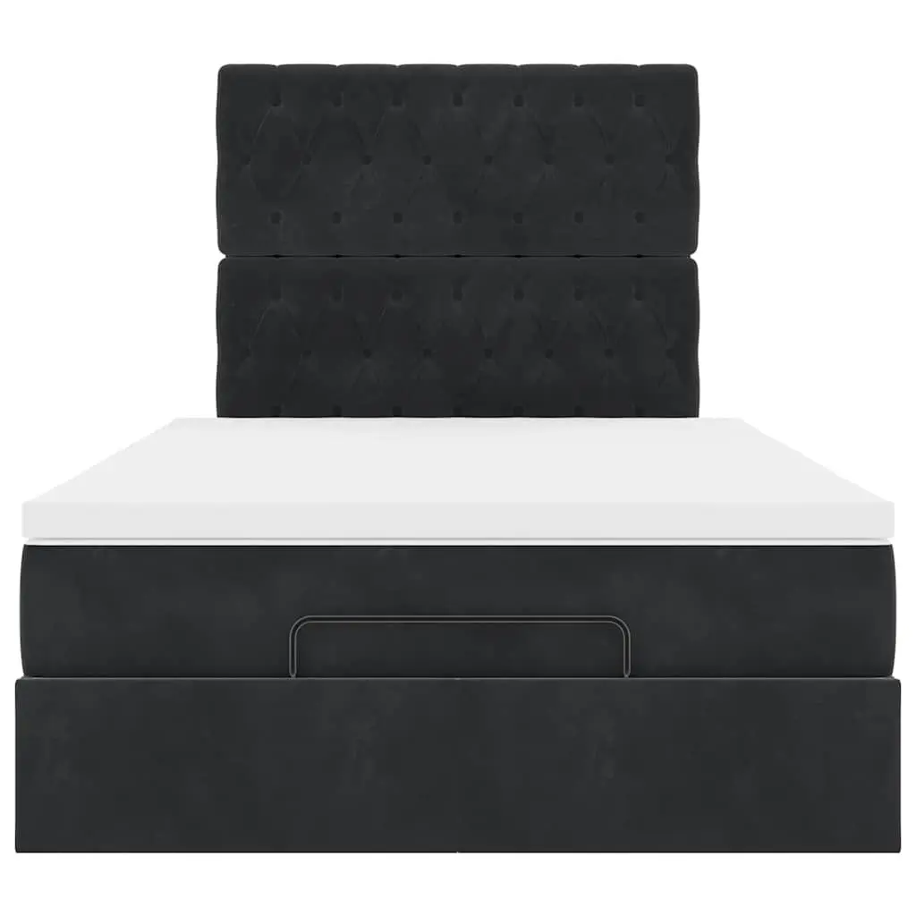 Ottoman Bed Pocket Spring Mattress King Single Black Velvet