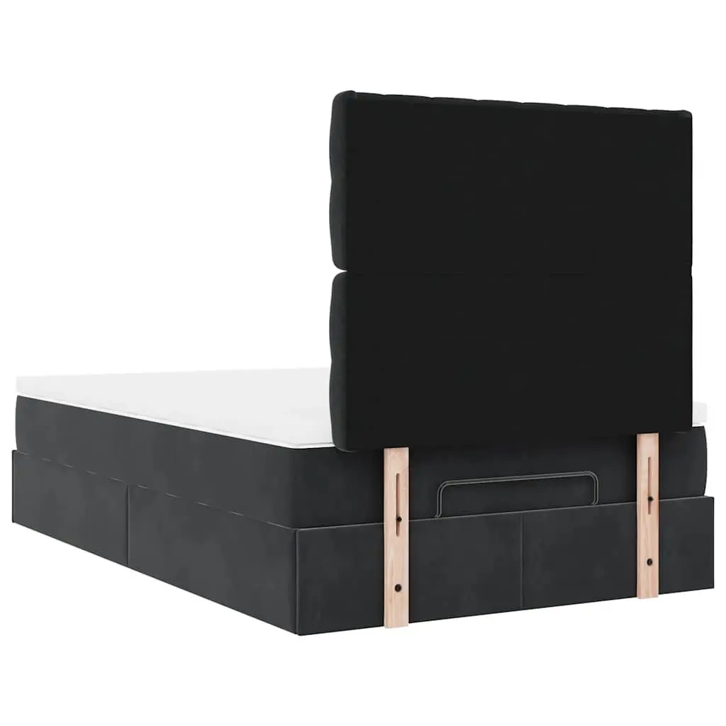 Ottoman Bed Pocket Spring Mattress King Single Black Velvet