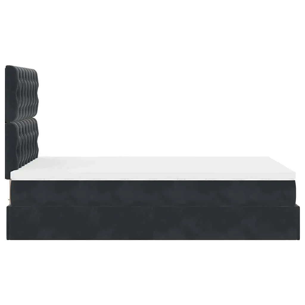 Ottoman Bed Pocket Spring Mattress King Single Black Velvet