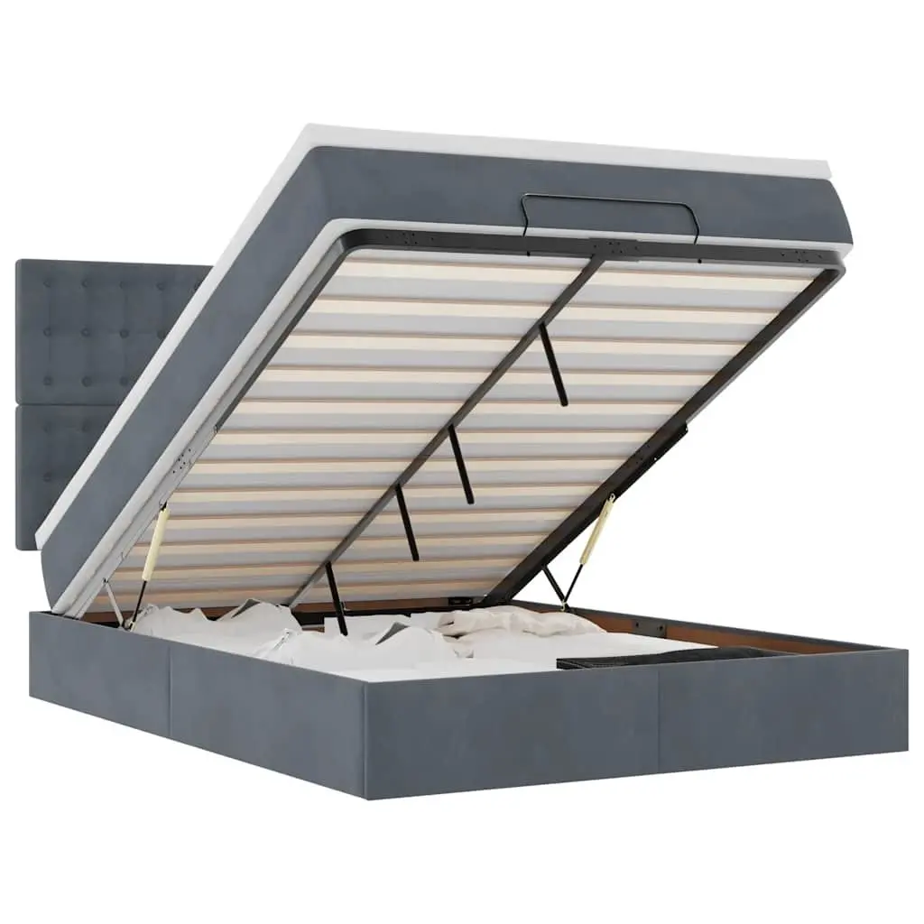 Grey Velvet Ottoman Bed with Storage Options