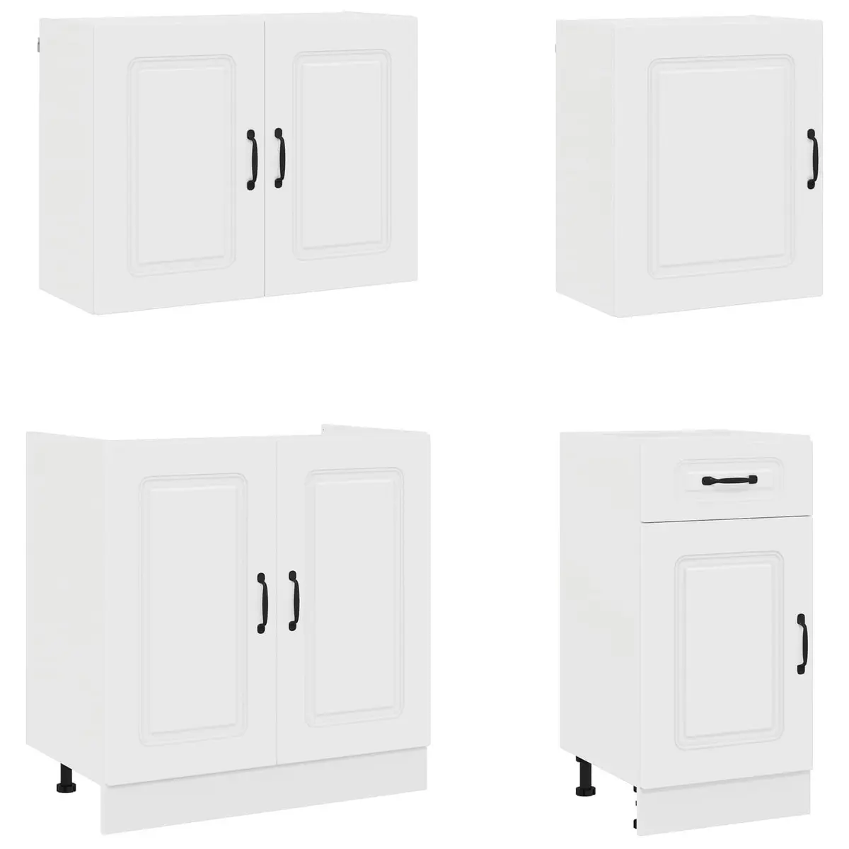 7 Piece Kitchen Cabinet Set White Storage Engineered Wood Furniture Compartments