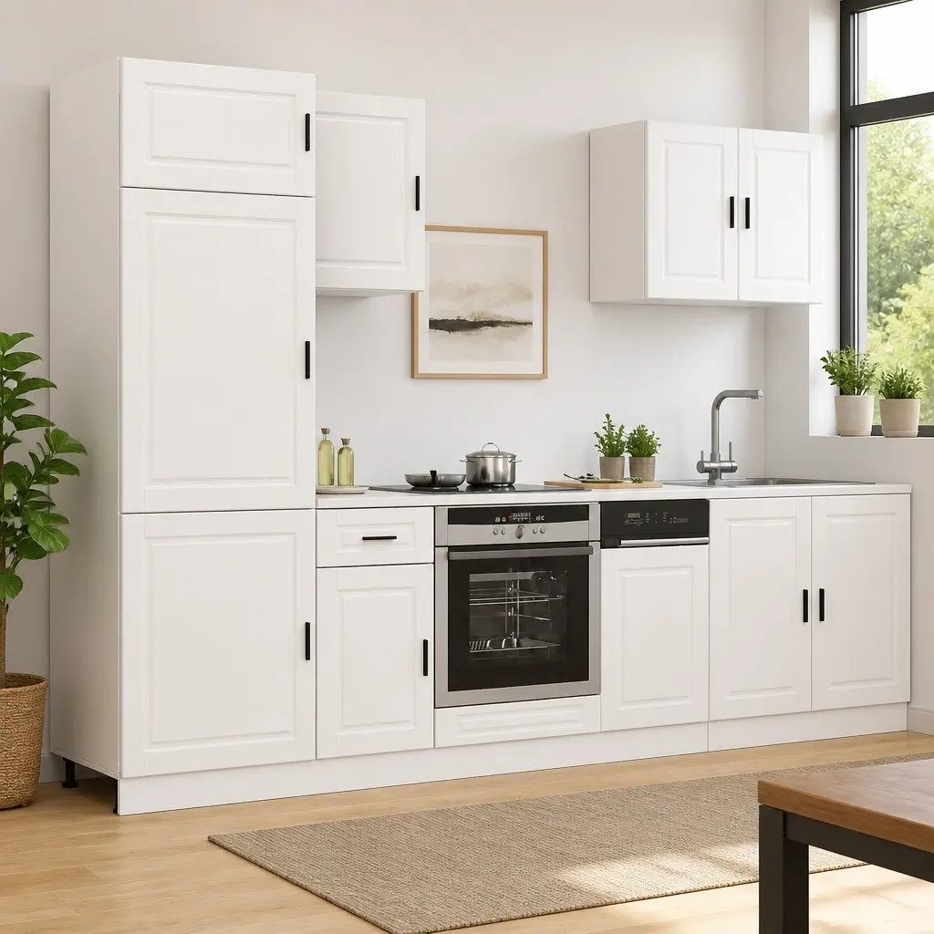 7 Piece Kitchen Cabinet Set White Engineered Wood Storage Cupboard