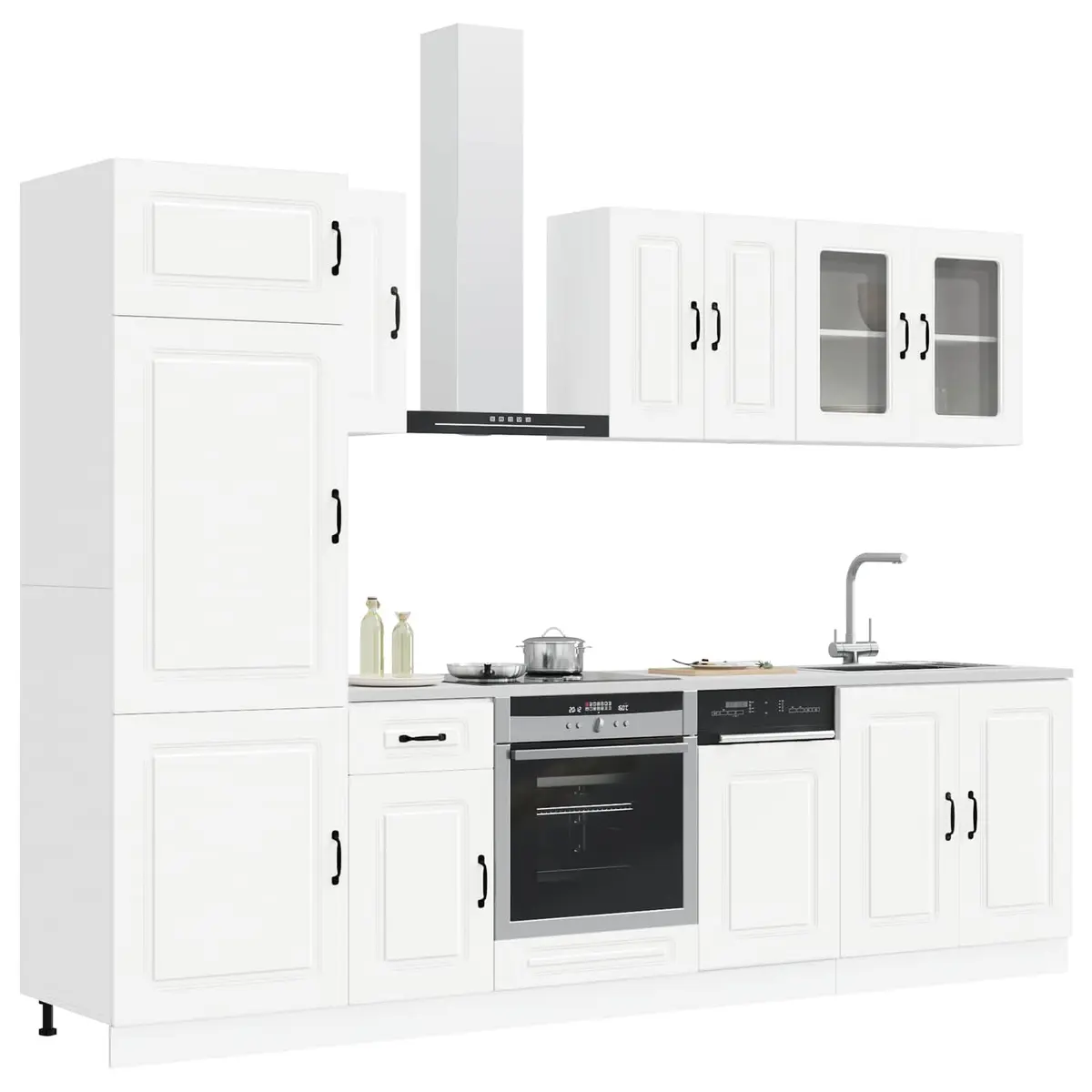 8 Piece Kitchen Cabinet Set White Engineered Wood Storage Cupboard Furniture