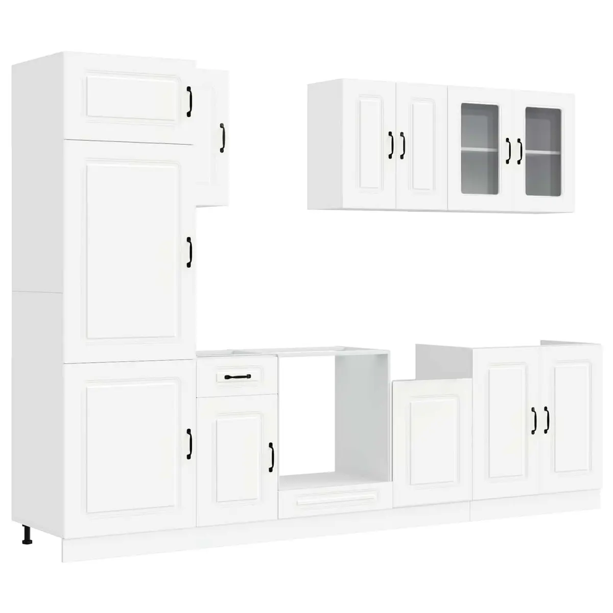 8 Piece Kitchen Cabinet Set White Engineered Wood Storage Cupboard Furniture