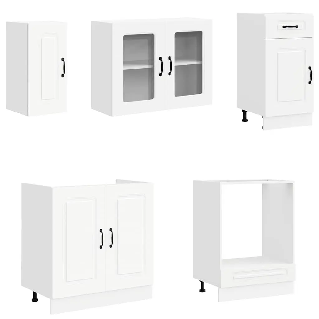 8 Piece Kitchen Cabinet Set White Engineered Wood Storage Cupboard Furniture