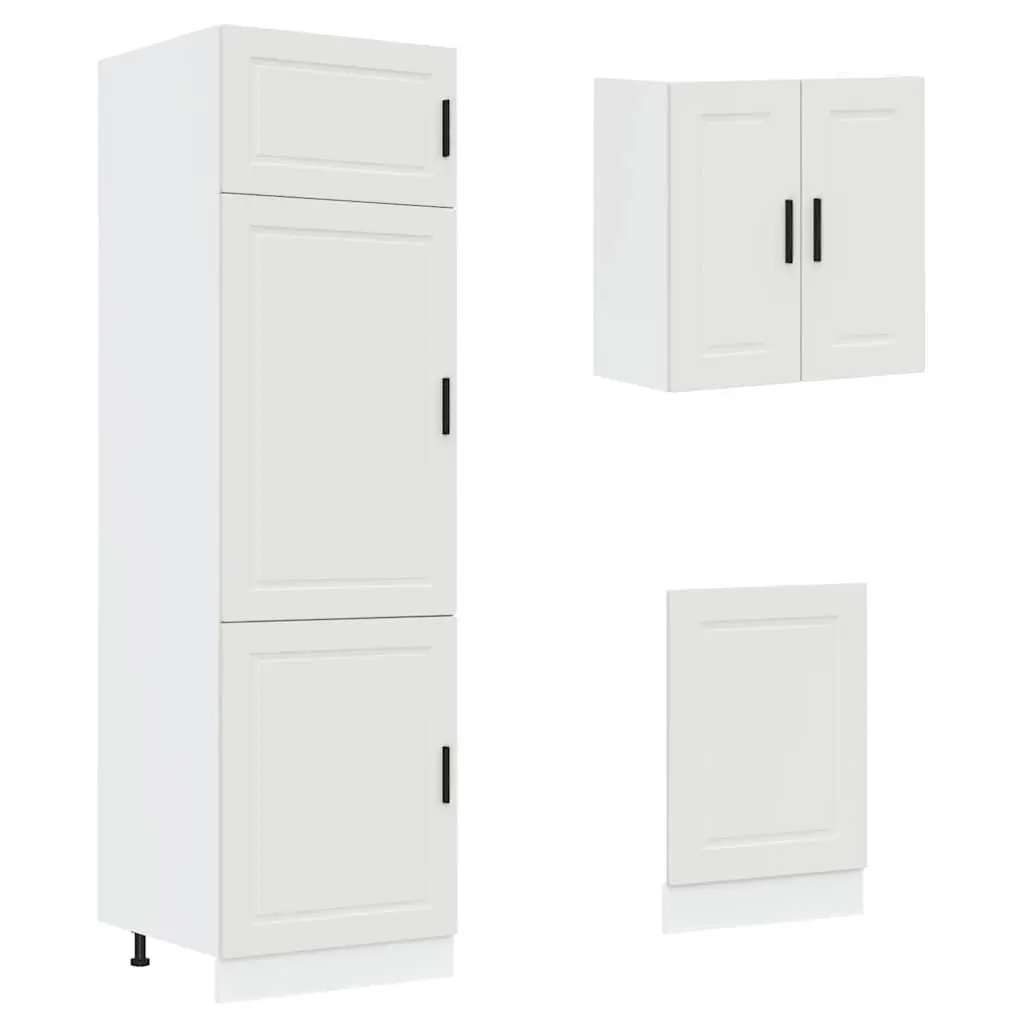 Kitchen Cabinet Set 8 Piece White Storage Cupboard Engineered Wood