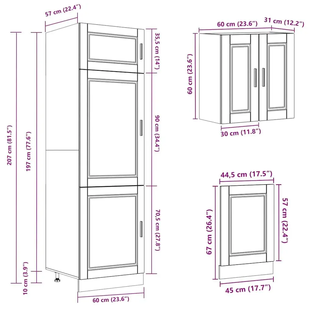 Kitchen Cabinet Set 8 Piece White Storage Cupboard Engineered Wood
