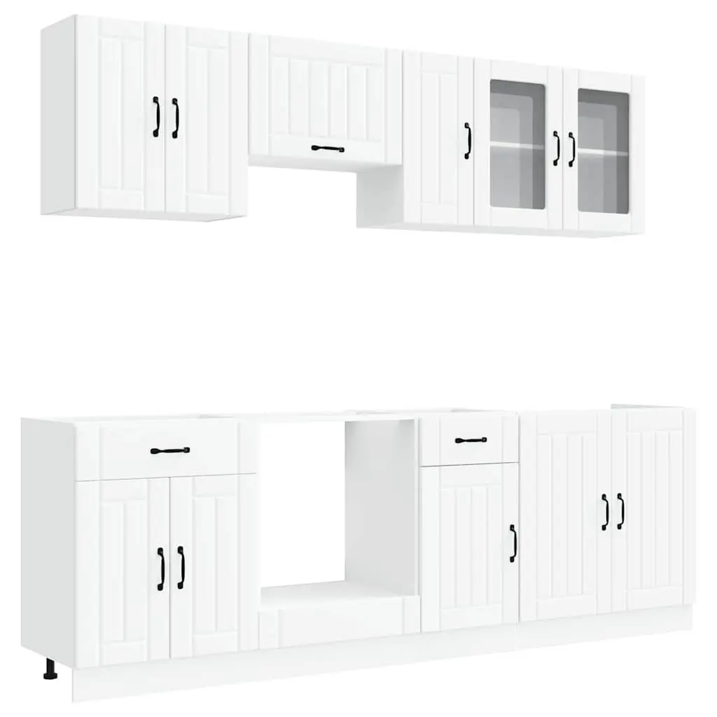 8 Piece Kitchen Cabinet Set White Storage Cupboard Engineered Wood