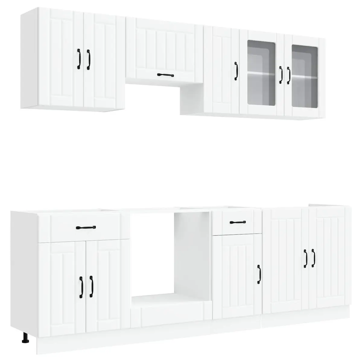 8 Piece Kitchen Cabinet Set White Storage Cupboard Engineered Wood
