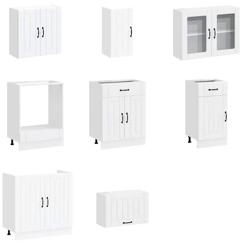 8 Piece Kitchen Cabinet Set White Storage Cupboard Engineered Wood