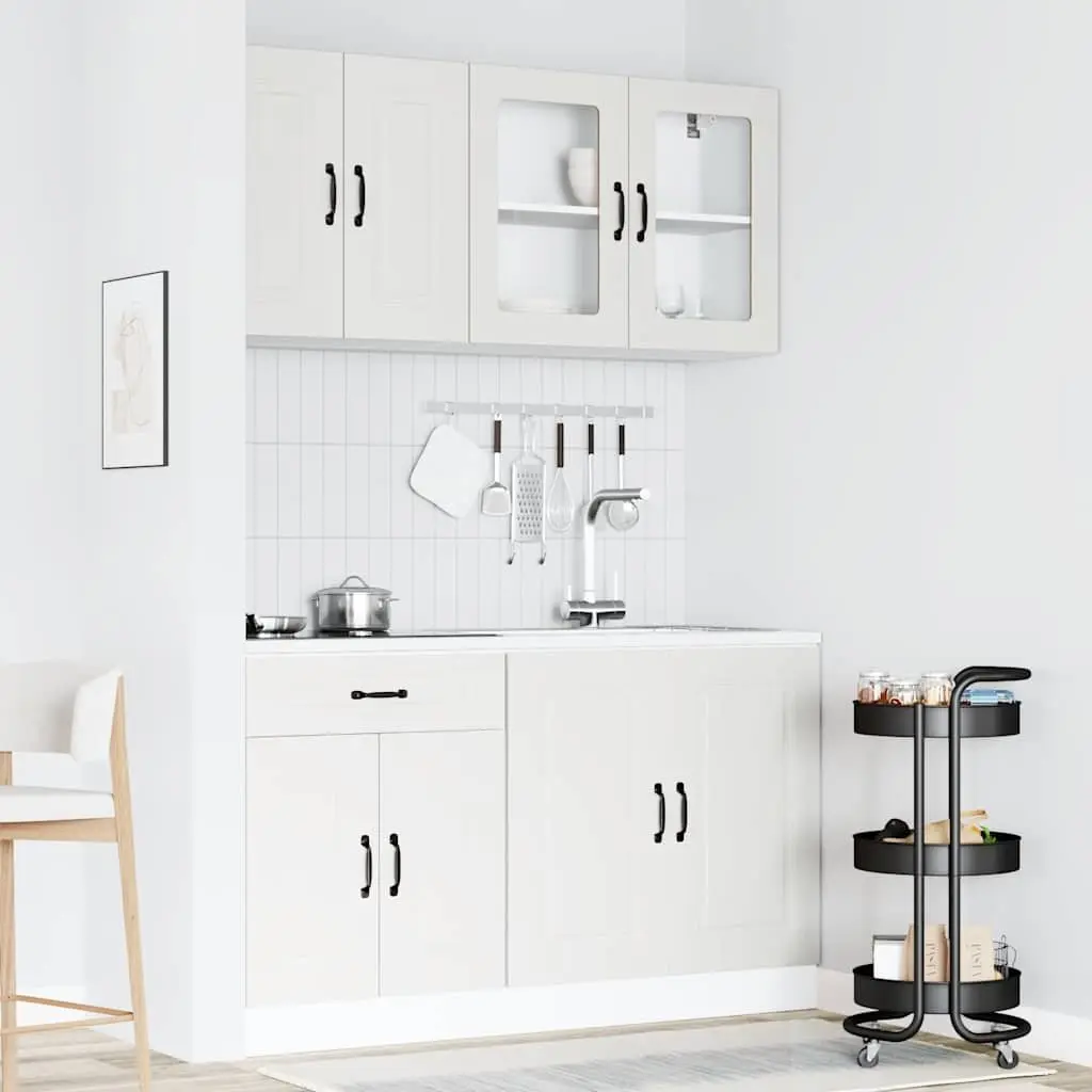 Kitchen Cabinet Set 4 Piece White Engineered Wood Storage Cupboards