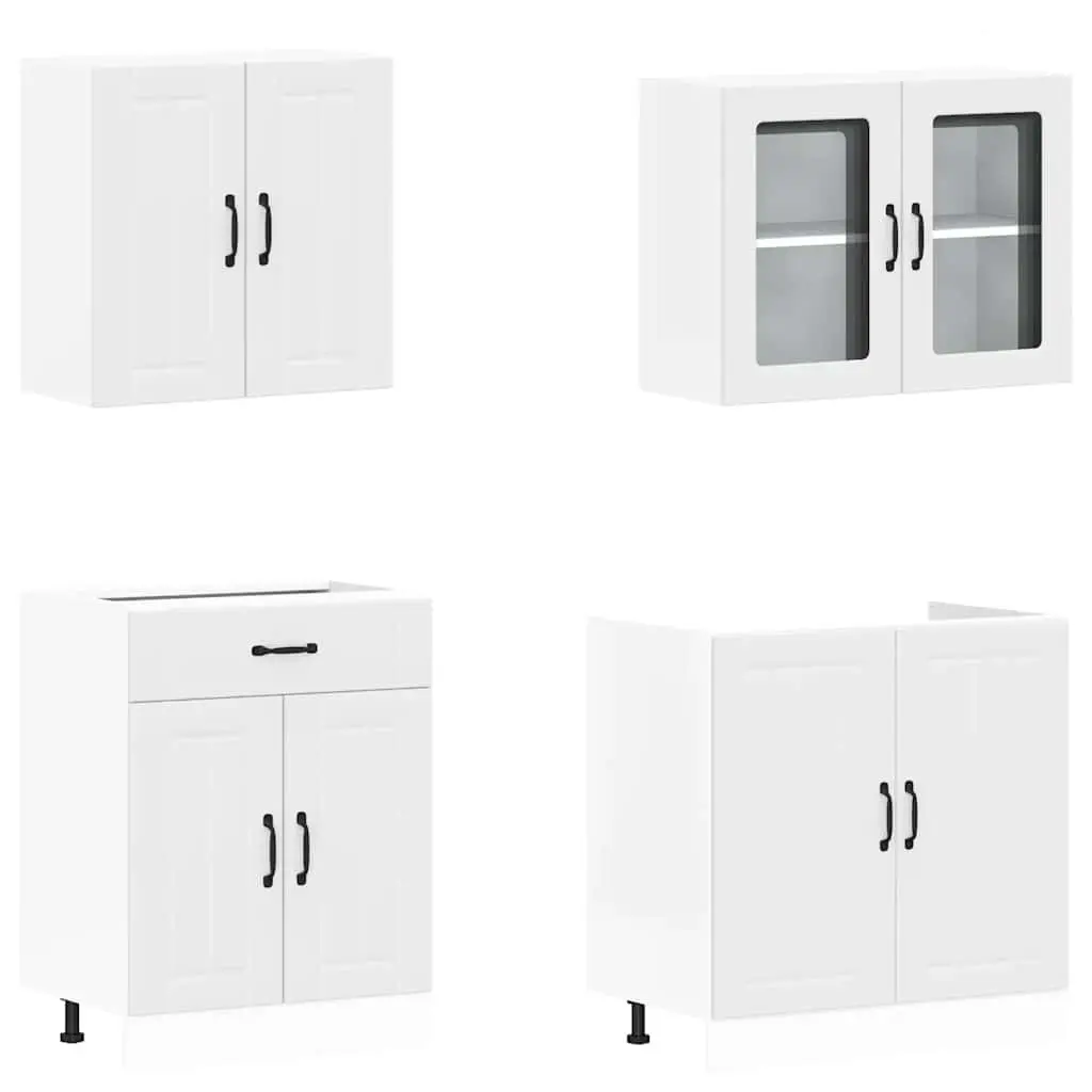 4-Piece Kitchen Cabinet Set in White