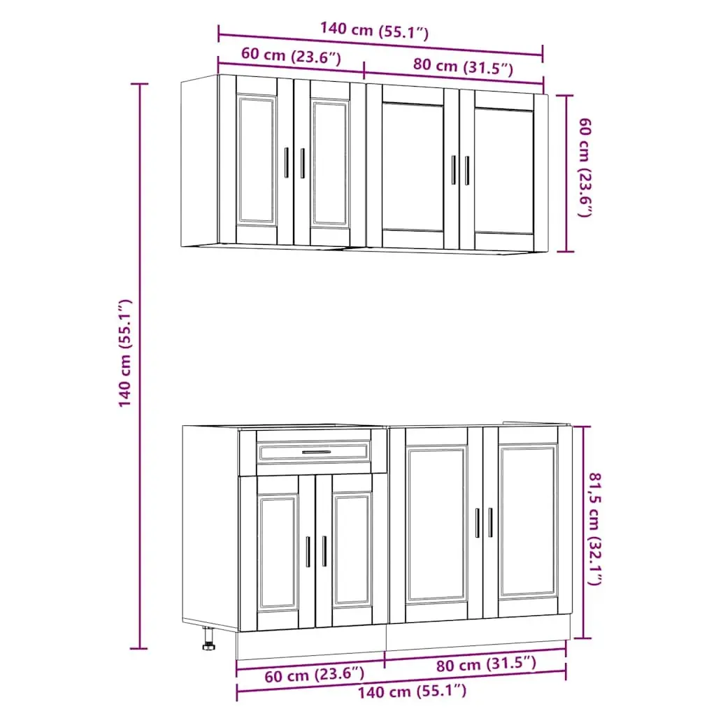 4 Piece Kitchen Cabinet Set White High Gloss Engineered Wood Storage Cupboard