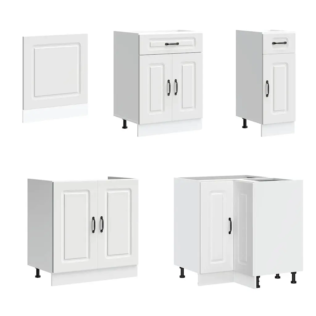 Kitchen Cabinet Set 11 Piece White Storage Engineered Wood Adjustable Feet