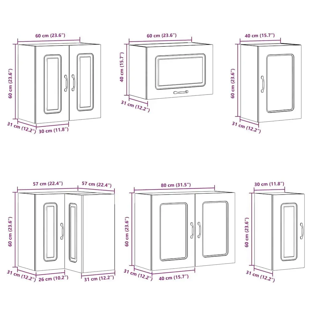 Kitchen Cabinet Set 11 Piece White Storage Engineered Wood Adjustable Feet