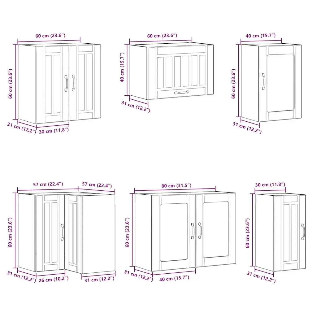 Kitchen Cabinet Set 11 Piece Storage Cupboards Engineered Wood White