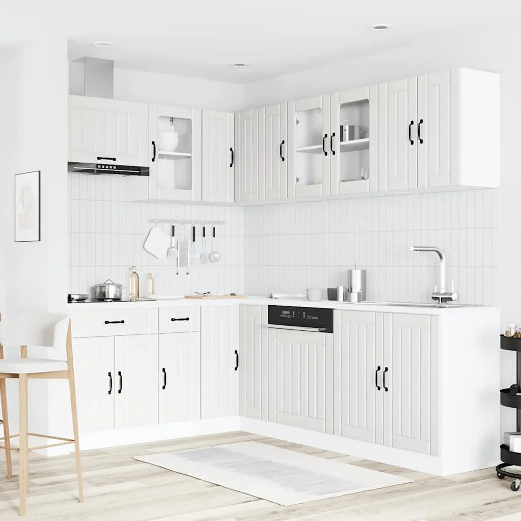 Kitchen Cabinet Set 11 Piece Storage Cupboards Engineered Wood White