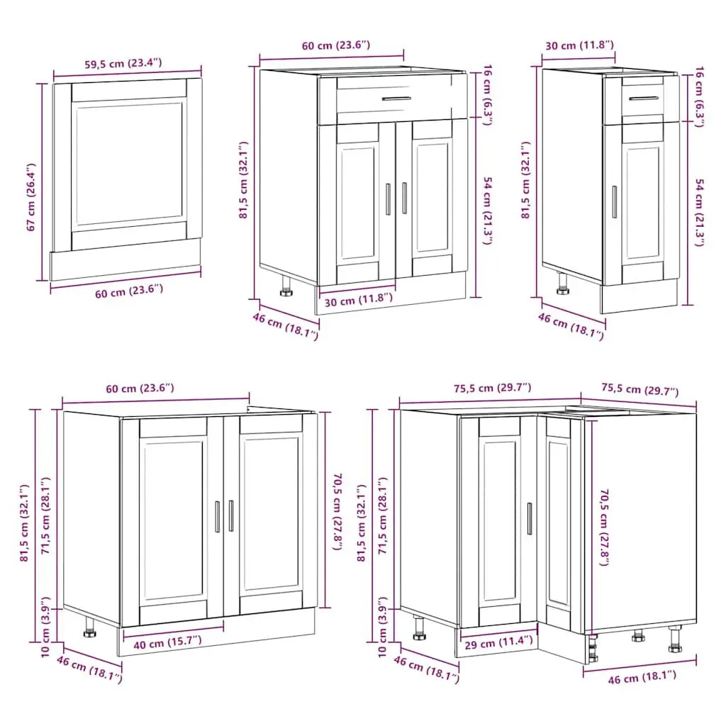 11 Piece White Engineered Wood Kitchen Cabinet Set Storage Optimisation