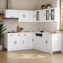 Reliable 11 Piece White Kitchen Cabinet Set with Storage