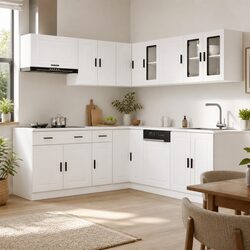 Reliable 11 Piece Kitchen Cabinet Set in Elegant White